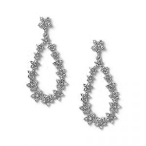 Gina Tricot Rhodium Flower Drop Earrings Korvakorut