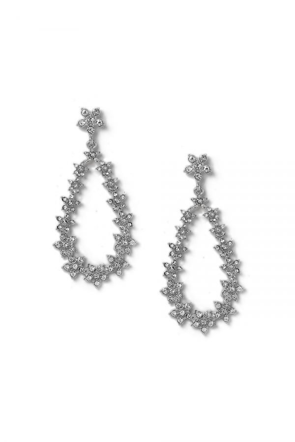 Gina Tricot Rhodium Flower Drop Earrings Korvakorut