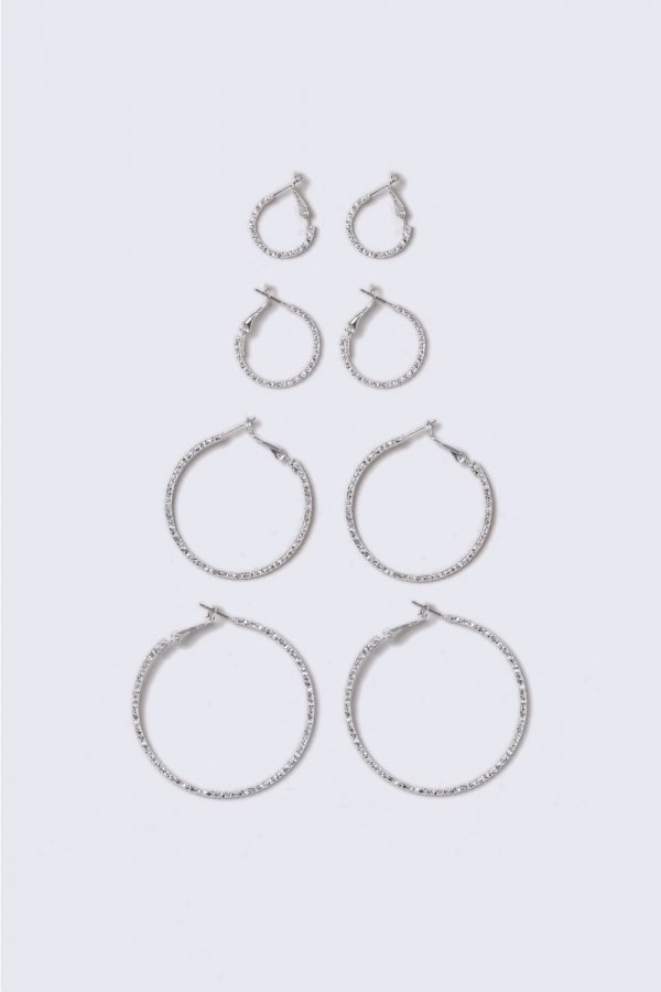 Gina Tricot Rhodium Multipack Hoop Earrings Korvakorut