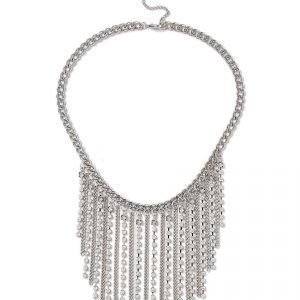 Gina Tricot Rhodium Waterfall Chain Necklace Kaulakoru