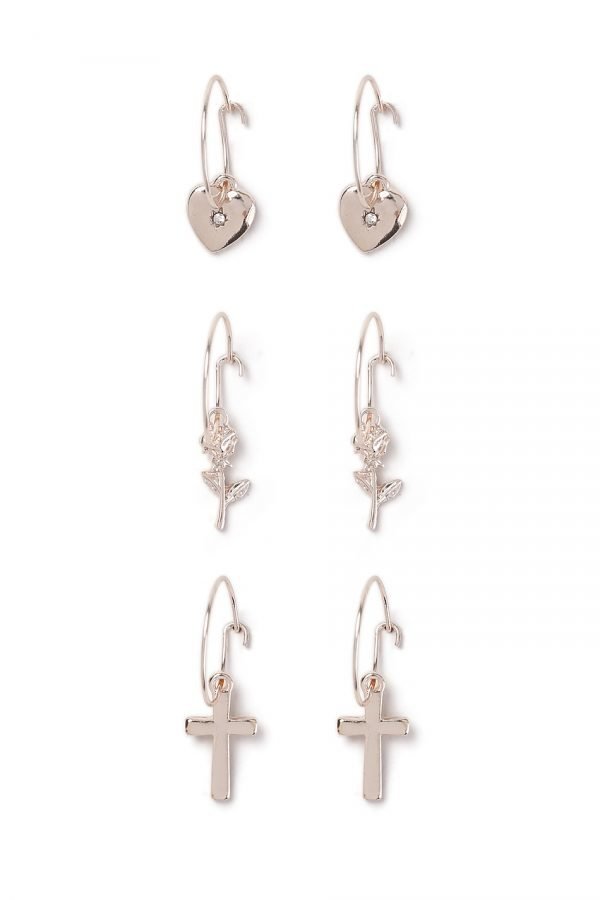 Gina Tricot Rose Gold Charm Earring Multipack Korvakorut