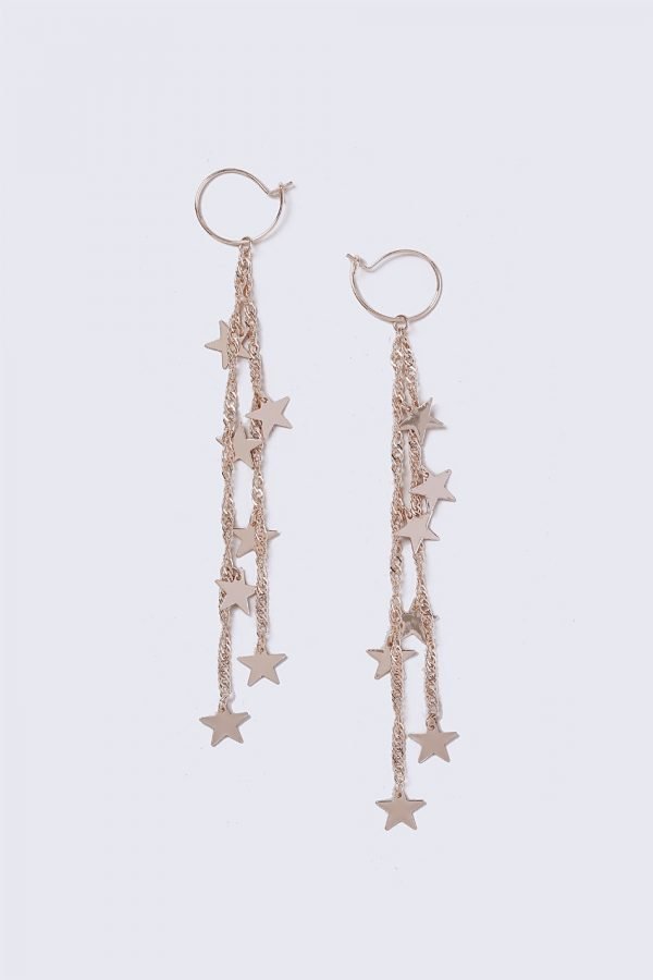 Gina Tricot Rose Gold Look Star Drop Earrings Korvakorut