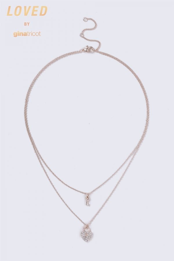 Gina Tricot Rose Gold Padlock Necklace Kaulakoru