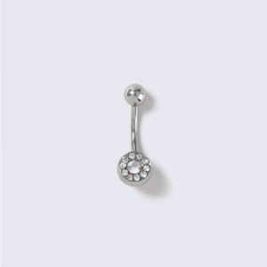 Gina Tricot Silver Look Crystal Belly Bar Napakoru