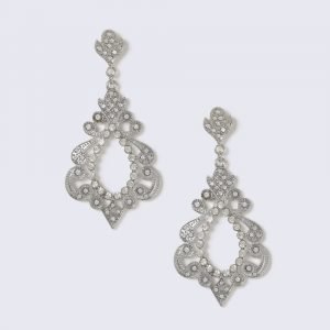 Gina Tricot Silver Look Crystal Cut Out Drop Earring Korvakorut