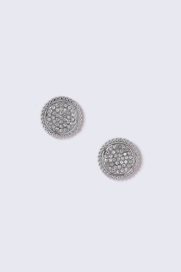 Gina Tricot Silver Look Crystal Detail Stud Korvakorut