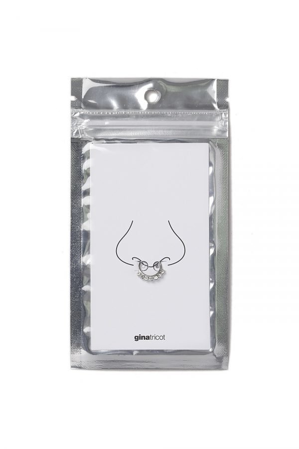 Gina Tricot Silver Look Crystal Septum Fake Nose Ring Nenäkoru