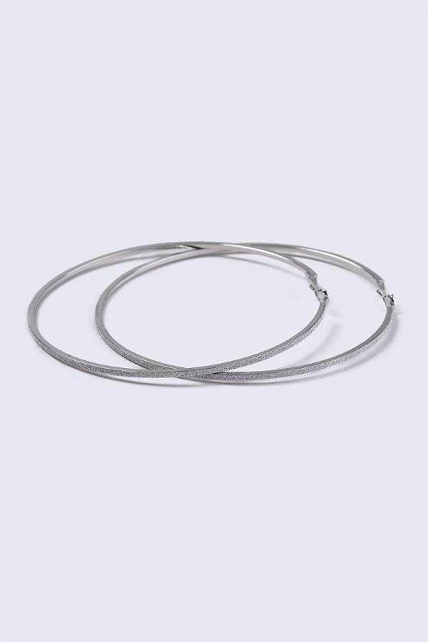 Gina Tricot Silver Look Gliter Large Hoop Earrings Korvakorut