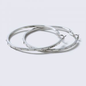 Gina Tricot Silver Look Hoop With Rhinestone Edge Korvakorut