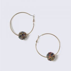 Gina Tricot Silver Look Hoop With Sparkle Ball Korvakorut