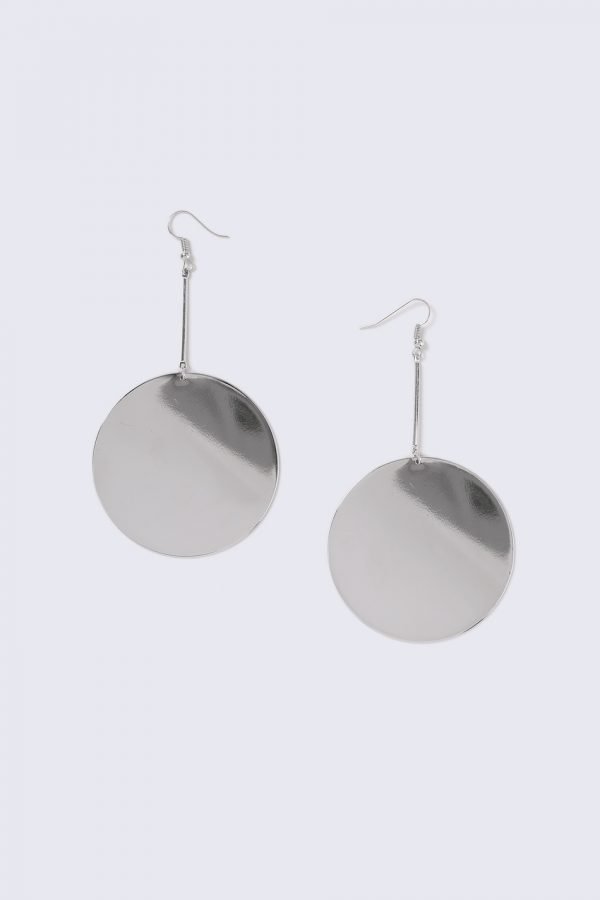 Gina Tricot Silver Look Large Flat Circle Drop Earring Korvakorut