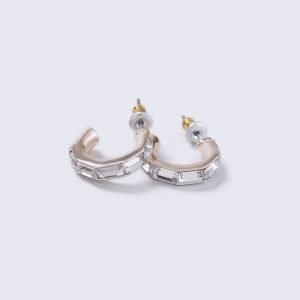 Gina Tricot Silver Look Loved Mini Crystal Hoop Earrings Korvakorut