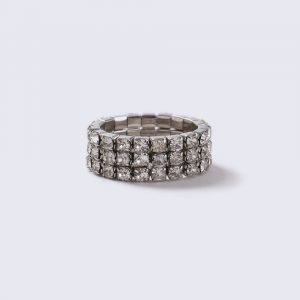 Gina Tricot Silver Look Rhinestone Stretch Ring Sormus