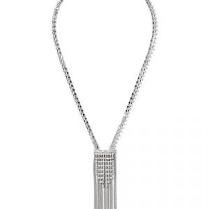 Gina Tricot Silver Look Rhinestone Tassel Neckwear Kaulakoru