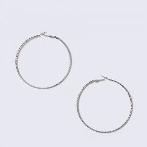 Gina Tricot Silver Look Textured Hoop Korvakorut