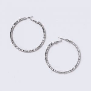 Gina Tricot Silver Look Thick Textured Hoop Earrings Korvakorut