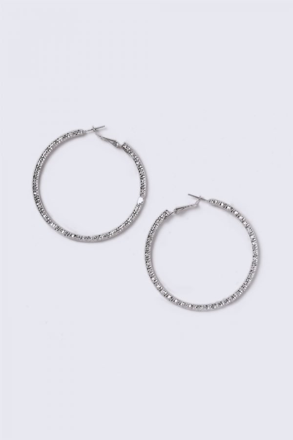 Gina Tricot Silver Look Thick Textured Hoop Earrings Korvakorut