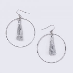 Gina Tricot Silver Tassel Hoop Earrings Korvakorut