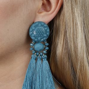 Gina Tricot Turquoise Beaded Tassel Earrings Korvakorut