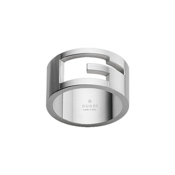 Gucci Branded Leveä Sormus Hopea