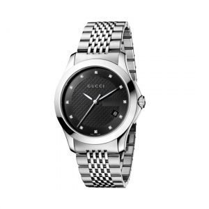 Gucci G Timeless Unisex Kello Teräs / Musta 12 Timanttia M