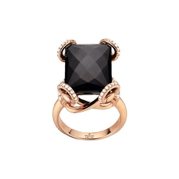 Gucci Horsebit Cocktail Sormus Punakulta / Onyx / Timantti