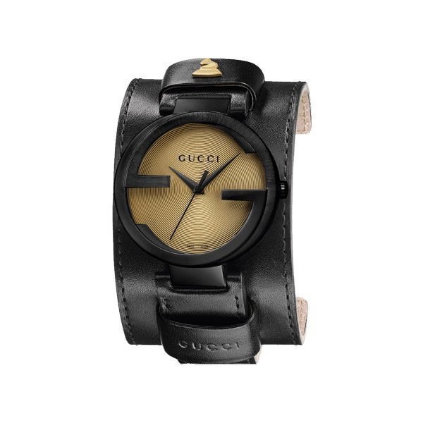 Gucci Interlocking Grammy Miesten Rannekello Musta / Teräs / Keltainen Xl