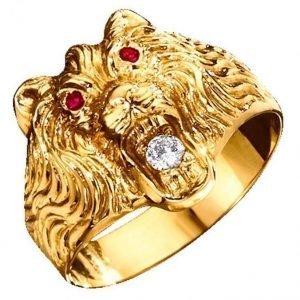 Miesten Sormus »leijonan Pää« Keltainen