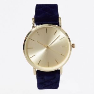 New Look Velvet Strap Watch Kello Navy