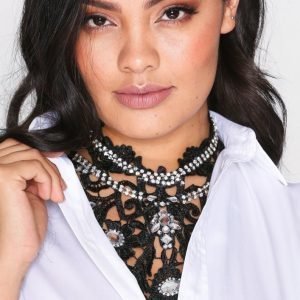 Nly Accessories Lace Crochet Necklace Kaulakoru Musta