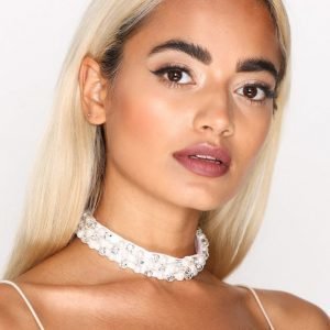 Nly Accessories Pearl & Crystal Choker Kaulakoru Pearl