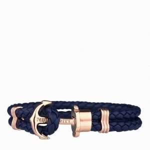 Paul Hewitt Leather Phrep Rose Gold Anchor Bracelet Rannekoru Rose Gold