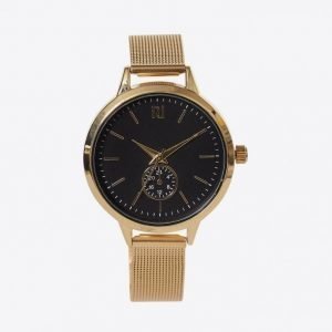 River Island Dial Mesh Watch Kello Metallic Gold