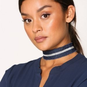 River Island Pave Denim Choker Kaulakoru Blue