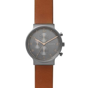 Skagen Ancher Miesten Kello Harmaa / Ruskea Nahka Ø40 Mm