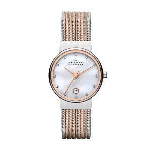 Skagen Ancher Naisten Kello Valkoinen / Teräs / Rosékulta Ø26 Mm