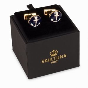 Skultuna Cuff Links Anchor Gold Kalvosinnapit Sininen/Valkoinen