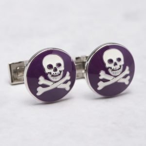 Skultuna Skull & Bones Purple / White Cuff Links