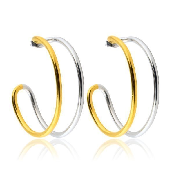 Sophie By Sophie Two Tone Hoops Korvakorut M Kulta / Rhodium