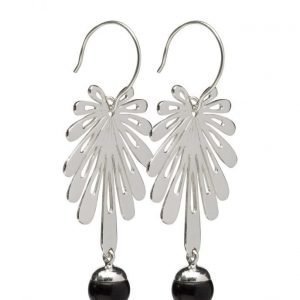 Syster P Deco Flower Earrings Silver Black Onyx korvakorut