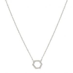 Syster P Strict Sparkling Hexagon Necklace Silver kaulakoru