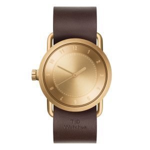 Tid Watches Tid No.1 Kulta Rannekello Walnut Nahkaranneke 36 Mm