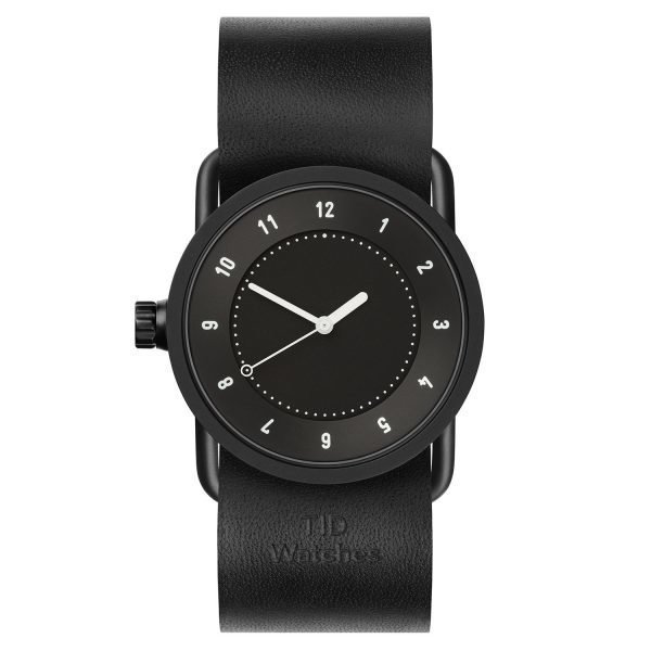 Tid Watches Tid No.1 Musta Rannekello Musta Nahkaranneke 33 Mm