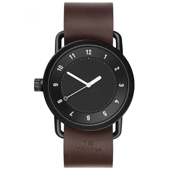 Tid Watches Tid No.1 Musta Rannekello Walnut Nahkaranneke