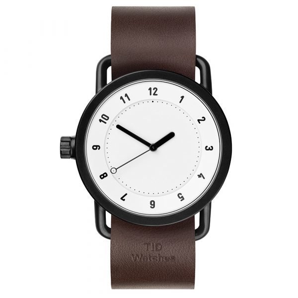 Tid Watches Tid No.1 Valkoinen Rannekello Walnut Nahkaranneke