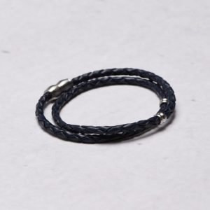 by Billgren Leather Bracelet 8966 Blue/Steel