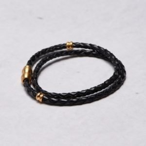 by Billgren Leather Bracelet 8967 Black/Gold