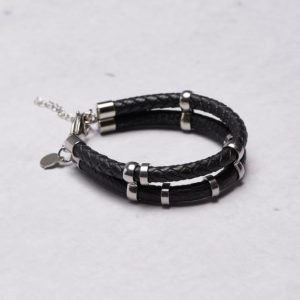 by Billgren Leather Double Bracelet 8923 Black